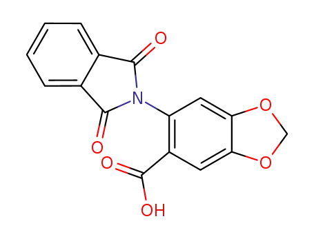 Molecular Structure of 848474-61-3 (1,3-Benzodioxole-5-carboxylic acid,
6-(1,3-dihydro-1,3-dioxo-2H-isoindol-2-yl)-)