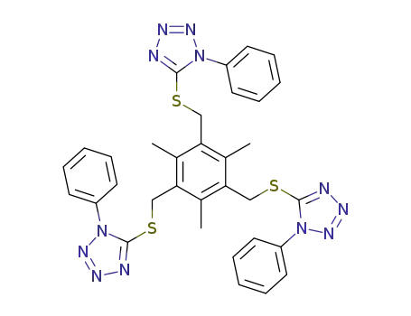 Molecular Structure of 1280197-76-3 (2,4,6-tris(1-phenyl-1H-tetrazolsulfanylmethyl)mesitylene)