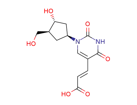 (+/-)-(E)-3-<1,2,3,4-tetrahydro-1-<<1α,3β,4α>-3-hydroxy-4-(hydroxymethyl)cyclopent-1-yl>-2,4-dioxo-5-pyrimidinyl>-2-propenoic acid