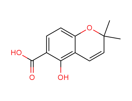 Molecular Structure of 525-25-7 (2H-1-Benzopyran-6-carboxylic acid, 5-hydroxy-2,2-dimethyl-)