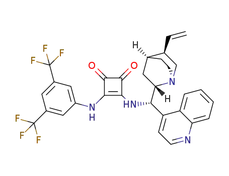 Molecular Structure of 1256245-86-9 (3-[[3,5-bis(trifluoroMethyl)phenyl]aMino]-4-[(8α,9S)-cinchonan-9-ylaMino]-3-Cyclobutene-1,2-dione)