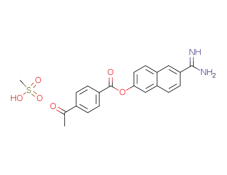Molecular Structure of 82956-21-6 (4-Acetyl-benzoic acid 6-carbamimidoyl-naphthalen-2-yl ester; compound with methanesulfonic acid)