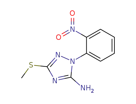Molecular Structure of 84828-00-2 (1H-1,2,4-Triazol-5-amine, 3-(methylthio)-1-(2-nitrophenyl)-)