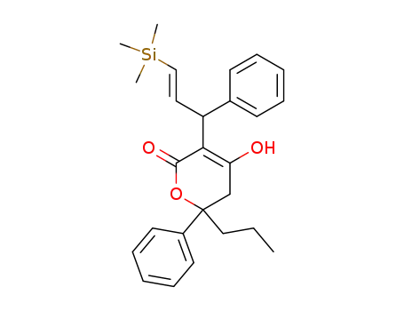 5,6-Dihydro-4-hydroxy-6-phenyl-6-propyl-3-(1-phenyl-3-trimethylsilyl-2E-propenyl)-2H-pyran-2-one