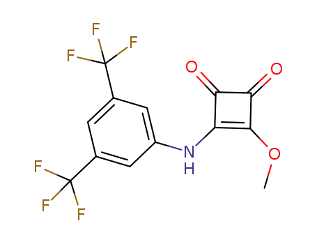 Molecular Structure of 1223105-85-8 (3-(3,5-bis(trifluoroMethyl)phenylaMino)-4-Methoxycyclobut-3-ene-1,2-dione)