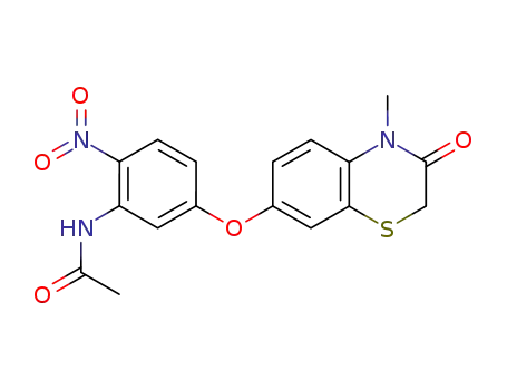 Molecular Structure of 128765-26-4 (N-[5-(4-Methyl-3-oxo-3,4-dihydro-2H-benzo[1,4]thiazin-7-yloxy)-2-nitro-phenyl]-acetamide)