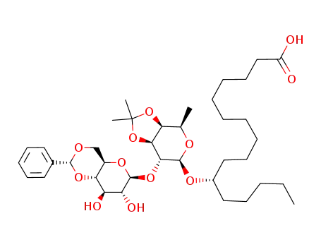1-(hydroxycarbonyl)pentadec-10(S)-yl O-(4,6-O-benzylidene-β-D-glucopyranosyl)-(1->2)-3,4-O-isopropylidene-β-D-fucopyranoside