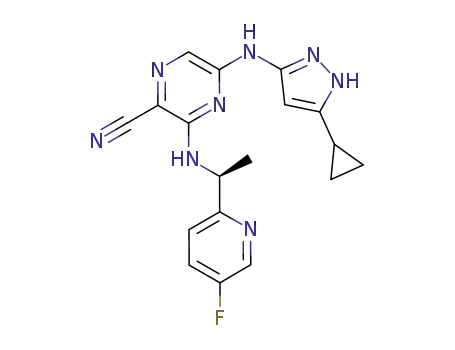 (S)-5-(5-cyclopropyl-1H-pyrazol-3-ylamino)3-(1-(5-fluoropyridin-2-yl)ethylamino)pyrazine-2-carbonitrile