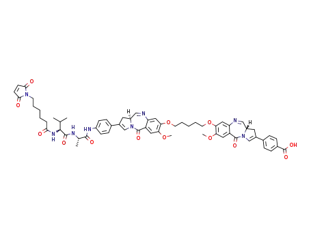 4-((S)-8-(3-(((S)-2-(4-((S)-2-((S)-2-(6-(2,5-dioxo-2,5-dihydro-1H-pyrrol-1-yl)hexanamido)-3-methylbutanamido)propanamido)phenyl)-7-methoxy-5-oxo-5,11a-dihydro-1H-benzo[e]pyrrolo[1,2-a][1,4]diazepin-8-yl)oxy)propoxy)-7-methoxy-5-oxo-5,11a-dihydro-1H-benzo[e]pyrrolo[1,2-a][1,4]diazepin-2-yl)benzoic acid