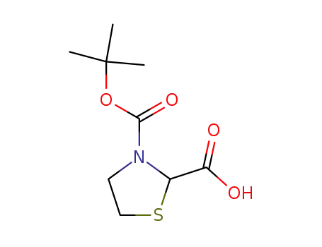 Molecular Structure of 141783-63-3 (N-BOC-THIAZOLIDINE-2-CARBOXYLIC ACID)