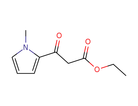 Molecular Structure of 77640-10-9 (1H-Pyrrole-2-propanoic acid, 1-methyl-b-oxo-, ethyl ester)