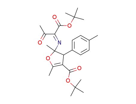 5-<<1-(tert-Butoxycarbonyl)-2-oxopropyliden>amino>-4,5-dihydro-2,5-dimethyl-4-(4-tolyl)-3-furancarbonsaeure-tert-butylester