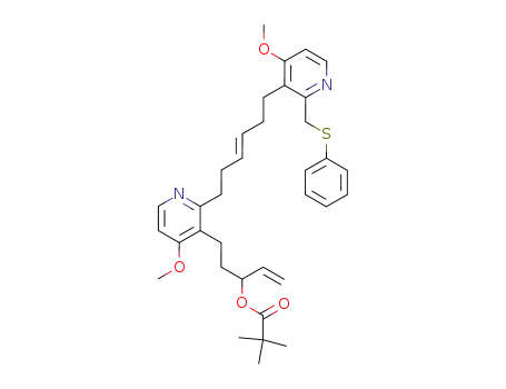 Molecular Structure of 211758-67-7 (2,2-Dimethyl-propionic acid 1-(2-{4-methoxy-2-[(E)-6-(4-methoxy-2-phenylsulfanylmethyl-pyridin-3-yl)-hex-3-enyl]-pyridin-3-yl}-ethyl)-allyl ester)