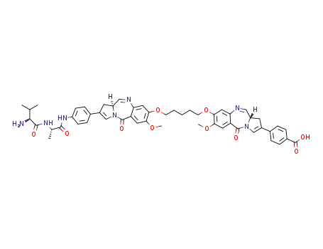 4-((S)-8-(3-(((S)-2-(4-((S)-2-((S)-2-amino-3-methylbutanamido)propanamido)phenyl)-7-methoxy-5-oxo-5,11a-dihydro-1H-benzo[e]pyrrolo[1,2-a][1,4]diazepin-8-yl)oxy)propoxy)-7-methoxy-5-oxo-5,11a-dihydro-1H-benzo[e]pyrrolo[1,2-a][1,4]diazepin-2-yl)benzoic acid
