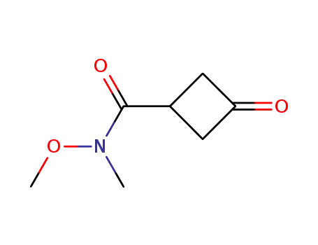 Molecular Structure of 1187595-63-6 (N-methoxy-N-methyl-3-oxocyclobutane-1-carboxamide)