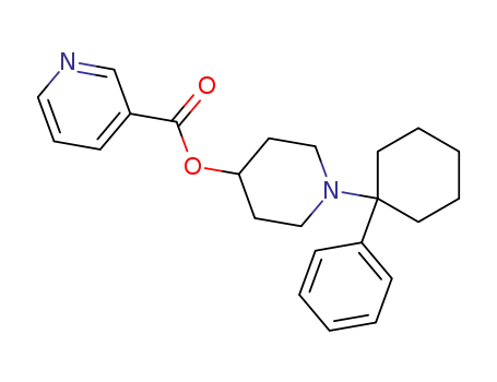 Molecular Structure of 77179-36-3 (Nicotinic acid 1-(1-phenyl-cyclohexyl)-piperidin-4-yl ester)