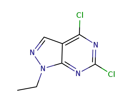 Molecular Structure of 864292-48-8 (4,6-Dichloro-1-ethyl-1H-pyrazolo[3,4-d]pyrimidine)