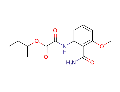 Molecular Structure of 54166-86-8 (Acetic acid, [[2-(aminocarbonyl)-3-methoxyphenyl]amino]oxo-,
1-methylpropyl ester)