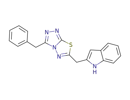 Molecular Structure of 1213786-79-8 (3-benzyl-6-(1H-2-indolylmethyl)[1,2,4]triazolo[3,4-b][1,3,4]thiadiazole)