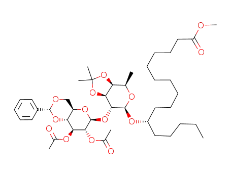 Molecular Structure of 180782-75-6 (1-(methoxycarbonyl)pentadec-10(S)-yl O-(2,3-di-O-acetyl-4,6-O-benzylidene-β-D-glucopyranosyl)-(1->2)-3,4-O-isopropylidene-β-D-fucopyranoside)