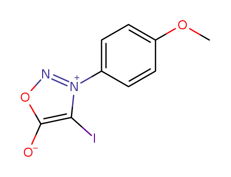 Molecular Structure of 201282-63-5 (1,2,3-OxadiazoliuM, 5-hydroxy-4-iodo-3-(4-Methoxyphenyl)-, inner salt)