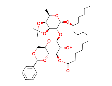 (S)-1-(hydroxycarbonyl)pentadec-10-yl O-(4,6-O-benzylidene-β-D-glucopyranosyl)-(1->2)-3,4-O-isopropylidene-β-D-fucopyranoside 1,3-(B)-lactone