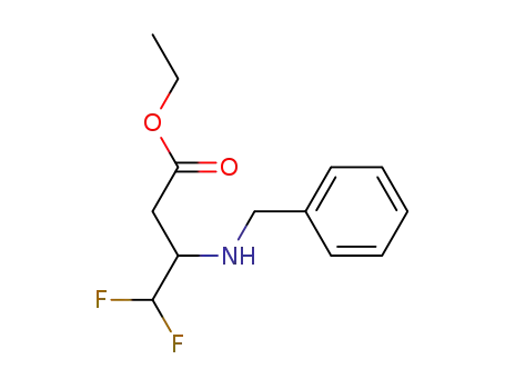 Molecular Structure of 81982-49-2 (Butanoic acid, 4,4-difluoro-3-[(phenylmethyl)amino]-, ethyl ester)