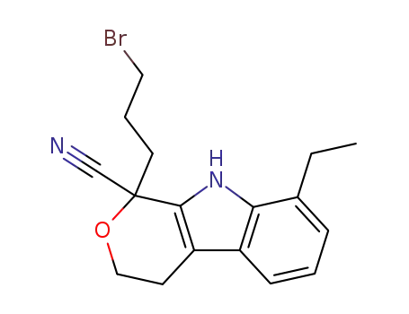 Pyrano[3,4-b]indole-1-carbonitrile,
1-(3-bromopropyl)-8-ethyl-1,3,4,9-tetrahydro-