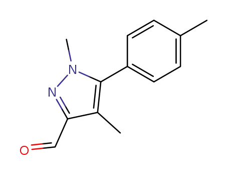 Molecular Structure of 124344-97-4 (1H-Pyrazole-3-carboxaldehyde, 1,4-dimethyl-5-(4-methylphenyl)-)