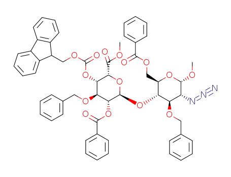 methyl O-(methyl 2-O-benzoyl-3-O-benzyl-4-O-(4-(((9H-fluoren-9-yl)methoxy)carbonyloxy)-α-L-idopyranosyluronate)-(1→4)-2-azido-6-O-benzoyl-3-benzyl-2-deoxy-α-D-glucopyranoside)