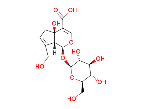 Molecular Structure of 29781-29-1 ((1S)-1α-(β-D-Glucopyranosyloxy)-1,4a,5,7aα-tetrahydro-4aα-hydroxy-7-(hydroxymethyl)cyclopenta[c]pyran-4-carboxylic acid)