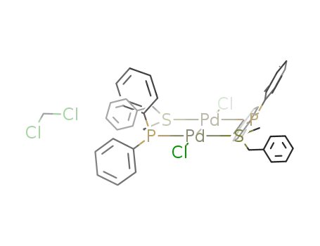 {Pd2Cl2(μ-(benzylthiomethyl)diphenylphosphine)2}*CH2Cl2