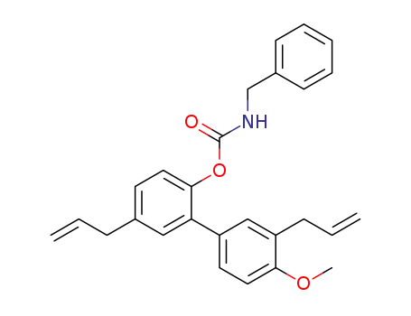 Molecular Structure of 1375102-79-6 (3',5-diallyl-4'-methoxy-[1,1'-biphenyl]-2-yl benzylcarbamate)