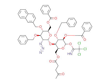4-O-[2-azido-6-O-benzoyl-3-O-benzyl-2-deoxy-4-O-(2-naphth-ylmethyl)-α-D-glucopyranosyl]-2-O-benzoyl-3-O-benzyl-6-O-levulinyl-L-idopyranosyl trichloroacetimidate