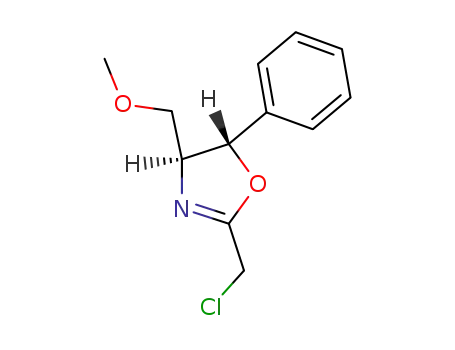 Molecular Structure of 54623-66-4 (Oxazole, 2-(chloromethyl)-4,5-dihydro-4-(methoxymethyl)-5-phenyl-,
(4S,5S)-)