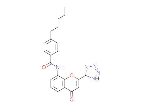 Molecular Structure of 103175-85-5 (Benzamide,
N-[4-oxo-2-(1H-tetrazol-5-yl)-4H-1-benzopyran-8-yl]-4-pentyl-)
