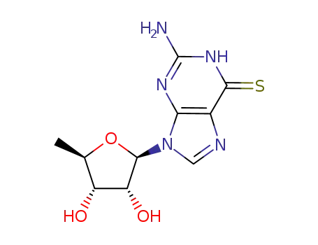Molecular Structure of 4680-63-1 (2-amino-9-(5-deoxypentofuranosyl)-3,9-dihydro-6H-purine-6-thione)