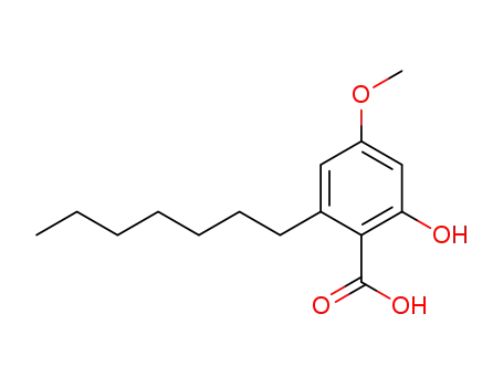 Molecular Structure of 4670-16-0 (Benzoic acid, 2-heptyl-6-hydroxy-4-methoxy-)