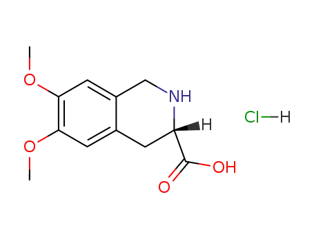 Molecular Structure of 82586-62-7 (1,2,3,4-Tetrahydro-6,7-dimethoxy-3-isoquinolinecarboxylic acid hydrochloride)
