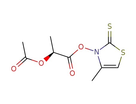 Molecular Structure of 116387-82-7 (2(3H)-Thiazolethione, 3-[2-(acetyloxy)-1-oxopropoxy]-4-methyl-, (S)-)