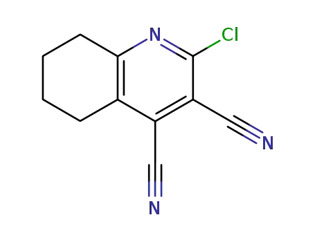 Molecular Structure of 95058-95-0 (3,4-Quinolinedicarbonitrile, 2-chloro-5,6,7,8-tetrahydro-)