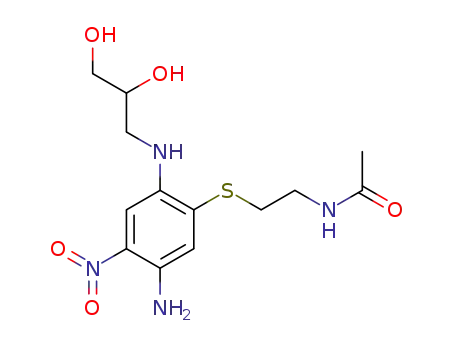 Molecular Structure of 171968-66-4 (2-nitro-4-N-(β,γ-dihydroxypropyl)amino-5-acetylaminoethylthioaniline)