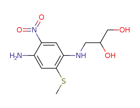 Molecular Structure of 171968-65-3 (2-nitro-4-N-(β,γ-dihydroxypropyl)amino-5-methylthioaniline)