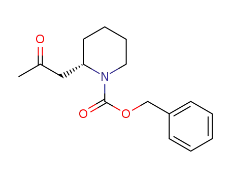 Molecular Structure of 184535-17-9 (1-Piperidinecarboxylic acid, 2-(2-oxopropyl)-, phenylmethyl ester, (S)-)