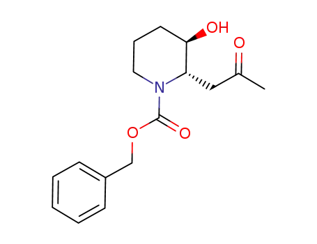 Molecular Structure of 1203455-33-7 ((2S,3R)-3-hydroxy-2-(2-oxopropyl)piperidine-1-carboxylic acid benzyl ester)
