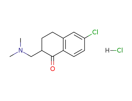 Molecular Structure of 62620-62-6 (1(2H)-Naphthalenone, 6-chloro-2-[(dimethylamino)methyl]-3,4-dihydro-,
hydrochloride)