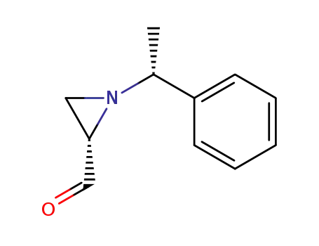 Molecular Structure of 180196-03-6 ((2S)-1-[(1R)-1-phenylethyl]aziridine-2-carbaldehyde)