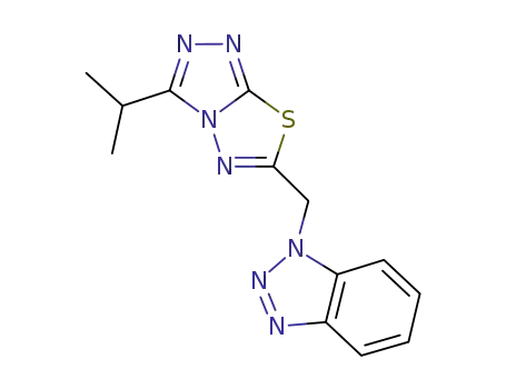 Molecular Structure of 1262222-98-9 (6-((1H-benzo[d][1,2,3]triazol-1-yl)methyl)-3-isopropyl-[1,2,4]triazolo[3,4-b][1,3,4]thiadiazole)