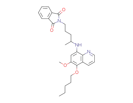 Molecular Structure of 108190-69-8 (2-[4-(6-Methoxy-5-pentyloxy-quinolin-8-ylamino)-pentyl]-isoindole-1,3-dione)