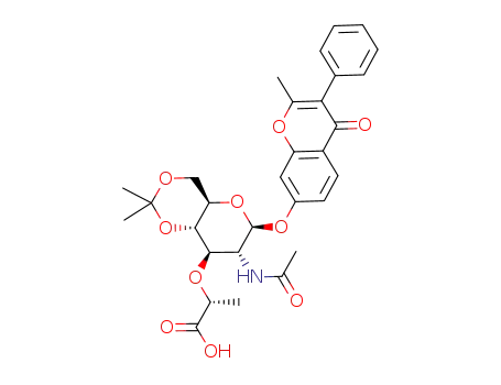(R)-2-[(4aR,6S,7R,8R,8aS)-7-Acetylamino-2,2-dimethyl-6-(2-methyl-4-oxo-3-phenyl-4H-chromen-7-yloxy)-hexahydro-pyrano[3,2-d][1,3]dioxin-8-yloxy]-propionic acid